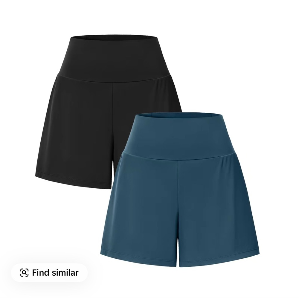 High-Waist Active Shorts - Black & Teal (2-Pack)